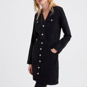 Zara Denim Long Sleeve Mini Dress with belt XS